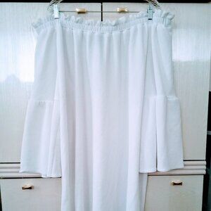 Ashley Stewart PLUS Women's Off Shoulder Textured Shift Dress WHITE SIZE 26/28